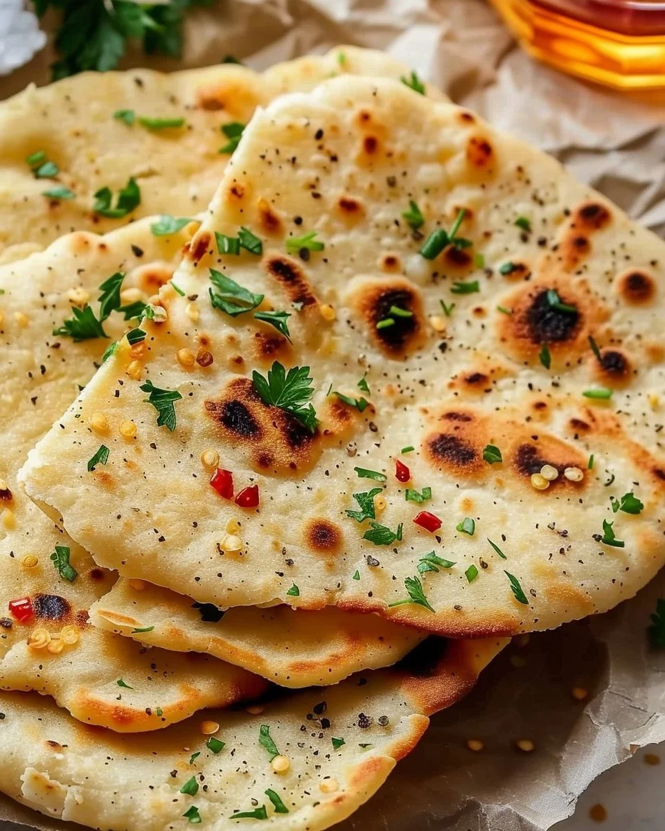 Homemade cottage cheese flatbread served with fresh toppings