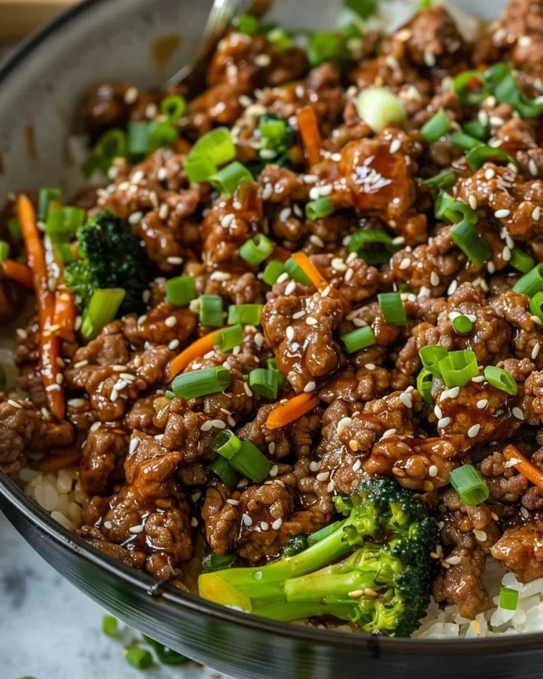 Delicious easy ground beef teriyaki served over rice with vegetables