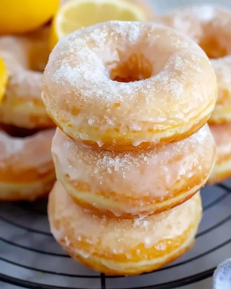 Freshly baked lemon donuts with a glaze on a white plate